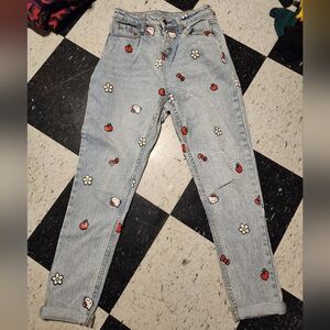 Hello Kitty Hot Topic Skinny Jeans Apples Flowers Bows